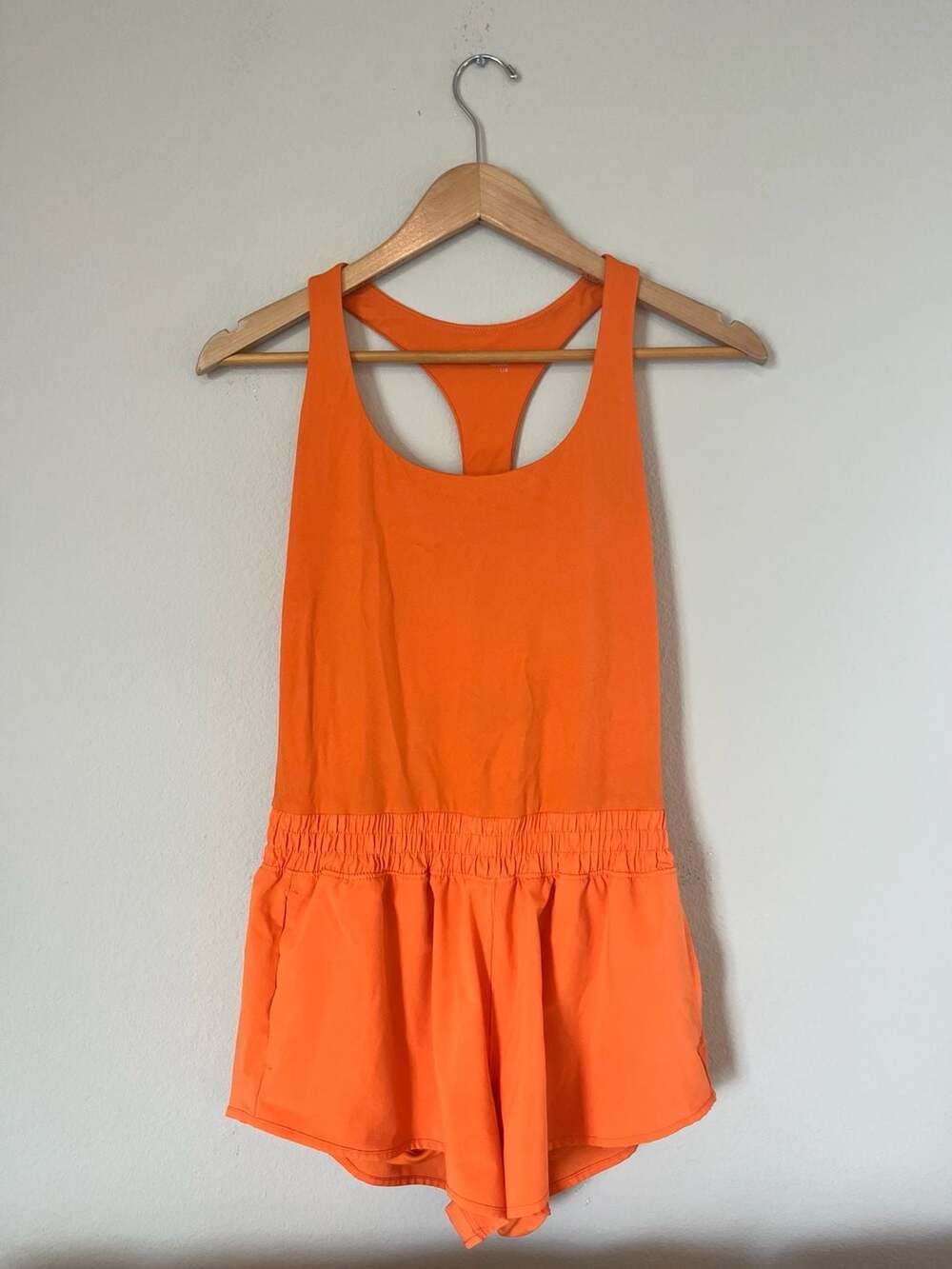 OFFLINE by Aerie, Real Me Athletic Romper, Neon Orange, Athleisure, Large